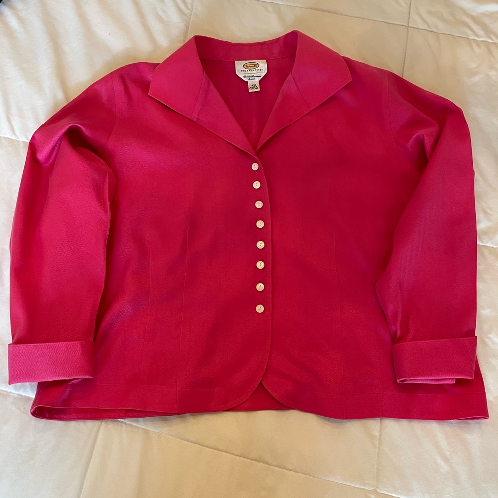 Talbots hot pink, button down shirt, 14w